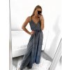 Šaty elegantní společenské dlouhé na ramínka dámské (S/M ONE SIZE) ITALSKá MóDA IMM22LS16104 (Velikost S/M/L, Barva růžová starorůžová)