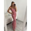 Šaty elegantní společenské dlouhé na ramínka dámské (S/M ONE SIZE) ITALSKá MóDA IMM22LS16104 (Velikost S/M/L, Barva růžová starorůžová)