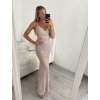 Šaty elegantní společenské dlouhé na ramínka dámské (S/M ONE SIZE) ITALSKá MóDA IMM22LS16104 (Velikost S/M/L, Barva růžová starorůžová)