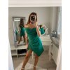 Šaty elegantní carmen krátké bez rukávu dámské Šarlot (S/M ONE SIZE) ITALSKá MóDA IM322308/DR (Velikost S/M/L, Barva béžová)
