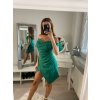 Šaty elegantní carmen krátké bez rukávu dámské Šarlot (S/M ONE SIZE) ITALSKá MóDA IM322308/DR (Velikost S/M/L, Barva béžová)
