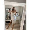 Šaty elegantní carmen krátké bez rukávu dámské Šarlot (S/M ONE SIZE) ITALSKá MóDA IM322308/DR (Velikost S/M/L, Barva béžová)