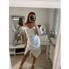 Šaty elegantní carmen krátké bez rukávu dámské Šarlot (S/M ONE SIZE) ITALSKá MóDA IM322308/DR (Velikost S/M/L, Barva béžová)