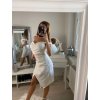 Šaty elegantní carmen krátké bez rukávu dámské Šarlot (S/M ONE SIZE) ITALSKá MóDA IM322308/DR (Velikost S/M/L, Barva béžová)