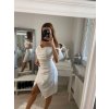 Šaty elegantní carmen krátké bez rukávu dámské Šarlot (S/M ONE SIZE) ITALSKá MóDA IM322308/DR (Velikost S/M/L, Barva béžová)