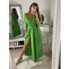 Šaty společenské elegantní letní krátký rukáv dámské (S/M ONE SIZE) ITALSKÁ MÓDA IMPSH22L52150/DR (Velikost S/M/L, Barva zelená)