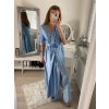 Šaty společenské elegantní letní krátký rukáv dámské (S/M ONE SIZE) ITALSKÁ MÓDA IMPSH22L52150/DR (Velikost S/M/L, Barva zelená)