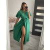 Šaty společenské elegantní letní krátký rukáv dámské (S/M ONE SIZE) ITALSKÁ MÓDA IMPSH22L52150/DR (Velikost S/M/L, Barva zelená)