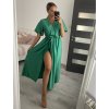 Šaty společenské elegantní letní krátký rukáv dámské (S/M ONE SIZE) ITALSKÁ MÓDA IMPSH22L52150/DR (Velikost S/M/L, Barva zelená)