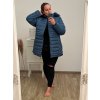 Bunda s kapucí dámská nadrozměr (4XL-8XL) BESS222251 petrolejová (Velikost 4XL, Barva modrá petrolejová)