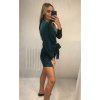 Šaty elegantní mini dlouhý rukáv  dámské (UNI S/M) ITALSKÁ MODA IMM22928/DR (Velikost S/M/L, Barva béžová)