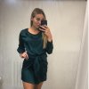 Šaty elegantní mini dlouhý rukáv  dámské (UNI S/M) ITALSKÁ MODA IMM22928/DR (Velikost S/M/L, Barva béžová)