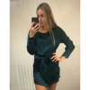 Šaty elegantní mini dlouhý rukáv  dámské (UNI S/M) ITALSKÁ MODA IMM22928/DR (Velikost S/M/L, Barva béžová)