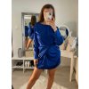 Šaty elegantní mini dlouhý rukáv  dámské (UNI S/M) ITALSKÁ MODA IMM22928/DR (Velikost S/M/L, Barva béžová)
