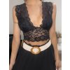 Top/tílko krajkový bez rukávu dámské (S/M ONE SIZE) ITALSKÁ MÓDA IMPBB221148sl/DR (Velikost S/M/L, Barva Černá)