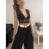 Top/tílko krajkový bez rukávu dámské (S/M ONE SIZE) ITALSKÁ MÓDA IMPBB221148sl/DR (Velikost S/M/L, Barva Černá)