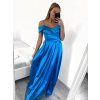 Šaty carmen dlouhé na ramínka elegantní saténové dámské (S/M ONE SIZE) ITALSKÁ MÓDA IMPBB22B22735/DR (Velikost S/M/L, Barva béžová)