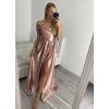 Šaty carmen dlouhé na ramínka elegantní saténové dámské (S/M ONE SIZE) ITALSKÁ MÓDA IMPBB22B22735/DR (Velikost S/M/L, Barva béžová)