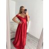 Šaty carmen dlouhé na ramínka elegantní saténové dámské (S/M ONE SIZE) ITALSKÁ MÓDA IMPBB22B22735/DR (Velikost S/M/L, Barva béžová)