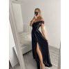 Šaty carmen dlouhé na ramínka elegantní saténové dámské (S/M ONE SIZE) ITALSKÁ MÓDA IMPBB22B22735/DR (Velikost S/M/L, Barva béžová)