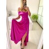 Šaty carmen dlouhé na ramínka elegantní saténové dámské (S/M ONE SIZE) ITALSKÁ MÓDA IMPBB22B22735/DR (Velikost S/M/L, Barva béžová)