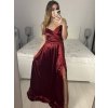 Šaty carmen dlouhé na ramínka elegantní saténové dámské (S/M ONE SIZE) ITALSKÁ MÓDA IMPBB22B22735/DR (Velikost S/M/L, Barva béžová)