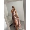 Šaty carmen dlouhé na ramínka elegantní saténové dámské (S/M ONE SIZE) ITALSKÁ MÓDA IMPBB22B22735/DR (Velikost S/M/L, Barva béžová)
