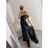 Šaty carmen dlouhé na ramínka elegantní saténové dámské (S/M ONE SIZE) ITALSKÁ MÓDA IMPBB22B22735/DR (Velikost S/M/L, Barva béžová)