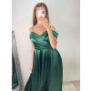 Šaty carmen dlouhé na ramínka elegantní saténové dámské (S/M ONE SIZE) ITALSKÁ MÓDA IMPBB22B22735/DR (Velikost S/M/L, Barva béžová)