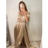 Šaty carmen dlouhé na ramínka elegantní saténové dámské (S/M ONE SIZE) ITALSKÁ MÓDA IMPBB22B22735/DR (Velikost S/M/L, Barva béžová)