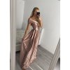 Šaty carmen dlouhé na ramínka elegantní saténové dámské (S/M ONE SIZE) ITALSKÁ MÓDA IMPBB22B22735/DR (Velikost S/M/L, Barva béžová)