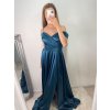 Šaty carmen dlouhé na ramínka elegantní saténové dámské (S/M ONE SIZE) ITALSKÁ MÓDA IMPBB22B22735/DR (Velikost S/M/L, Barva béžová)