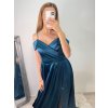 Šaty carmen dlouhé na ramínka elegantní saténové dámské (S/M ONE SIZE) ITALSKÁ MÓDA IMPBB22B22735/DR (Velikost S/M/L, Barva béžová)