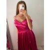 Šaty carmen dlouhé na ramínka elegantní saténové dámské (S/M ONE SIZE) ITALSKÁ MÓDA IMPBB22B22735/DR (Velikost S/M/L, Barva béžová)