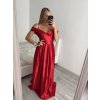 Šaty carmen dlouhé na ramínka elegantní saténové dámské (S/M ONE SIZE) ITALSKÁ MÓDA IMPBB22B22735/DR (Velikost S/M/L, Barva béžová)
