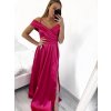 Šaty carmen dlouhé na ramínka elegantní saténové dámské (S/M ONE SIZE) ITALSKÁ MÓDA IMPBB22B22735/DR (Velikost S/M/L, Barva béžová)