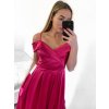Šaty carmen dlouhé na ramínka elegantní saténové dámské (S/M ONE SIZE) ITALSKÁ MÓDA IMPBB22B22735/DR (Velikost S/M/L, Barva béžová)