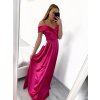 Šaty carmen dlouhé na ramínka elegantní saténové dámské (S/M ONE SIZE) ITALSKÁ MÓDA IMPBB22B22735/DR (Velikost S/M/L, Barva béžová)