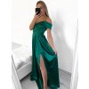 Šaty carmen dlouhé na ramínka elegantní saténové dámské (S/M ONE SIZE) ITALSKÁ MÓDA IMPBB22B22735/DR (Velikost S/M/L, Barva béžová)