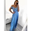 Šaty carmen dlouhé na ramínka elegantní saténové dámské (S/M ONE SIZE) ITALSKÁ MÓDA IMPBB22B22735/DR (Velikost S/M/L, Barva béžová)