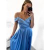 Šaty carmen dlouhé na ramínka elegantní saténové dámské (S/M ONE SIZE) ITALSKÁ MÓDA IMPBB22B22735/DR (Velikost S/M/L, Barva béžová)