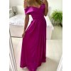 Šaty carmen dlouhé na ramínka elegantní saténové dámské (S/M ONE SIZE) ITALSKÁ MÓDA IMPBB22B22735/DR (Velikost S/M/L, Barva béžová)