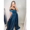 Šaty carmen dlouhé na ramínka elegantní saténové dámské (S/M ONE SIZE) ITALSKÁ MÓDA IMPBB22B22735/DR (Velikost S/M/L, Barva béžová)