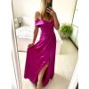 Šaty carmen dlouhé na ramínka elegantní saténové dámské (S/M ONE SIZE) ITALSKÁ MÓDA IMPBB22B22735/DR (Velikost S/M/L, Barva béžová)