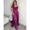 Šaty carmen dlouhé na ramínka elegantní saténové dámské (S/M ONE SIZE) ITALSKÁ MÓDA IMPBB22B22735/DR (Velikost S/M/L, Barva béžová)