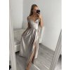 Šaty carmen dlouhé na ramínka elegantní saténové dámské (S/M ONE SIZE) ITALSKÁ MÓDA IMPBB22B22735/DR (Velikost S/M/L, Barva béžová)