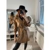 Šaty kabátkové dlouhá rukáv dámské (S/M ONE SIZE) ITALSKá MóDA IM322330 (Velikost S/M/L, Barva hnědá camel)