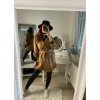 Šaty kabátkové dlouhá rukáv dámské (S/M ONE SIZE) ITALSKá MóDA IM322330 (Velikost S/M/L, Barva hnědá camel)