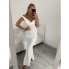Šaty dlouhé elegantní společenské carmen dámské (S/M ONE SIZE) ITALSKÁ MÓDA IMM22325 (Velikost S/M/L, Barva bílá)