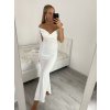 Šaty dlouhé elegantní společenské carmen dámské (S/M ONE SIZE) ITALSKÁ MÓDA IMM22325 (Velikost S/M/L, Barva bílá)
